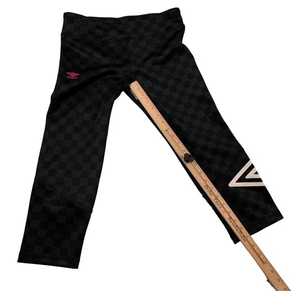 UMBRO Pants Jr. Women's Checkered Straight Leg Yoga Capri Stretch Black Gray XL - Picture 7 of 13